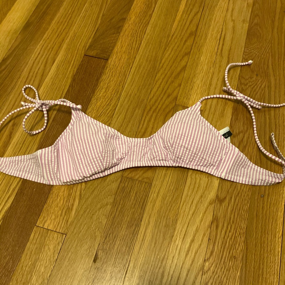 J Crew seersucker bikini top